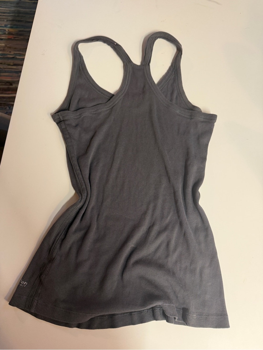 Calvin Klein Performance Charcoal Ribbed Racerback Tank - Picture 3 of 3